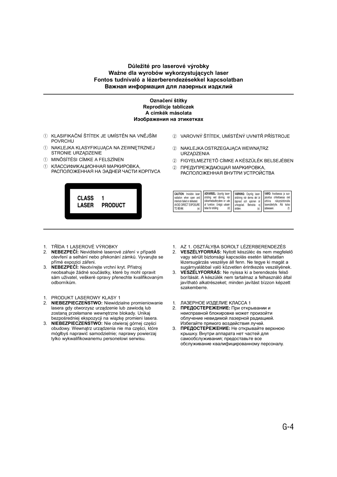 JVC CA-UXH30, SP-UXH35, CA-UXH35 manual Лазерное Изделие Класса 