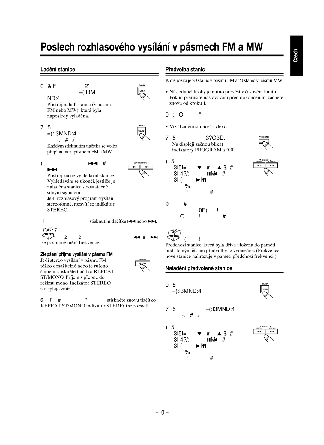 JVC SP-UXM5, UX-M5R, CA-UXM5R manual Ladění stanice, Předvolba stanic, Naladění předvolené stanice 