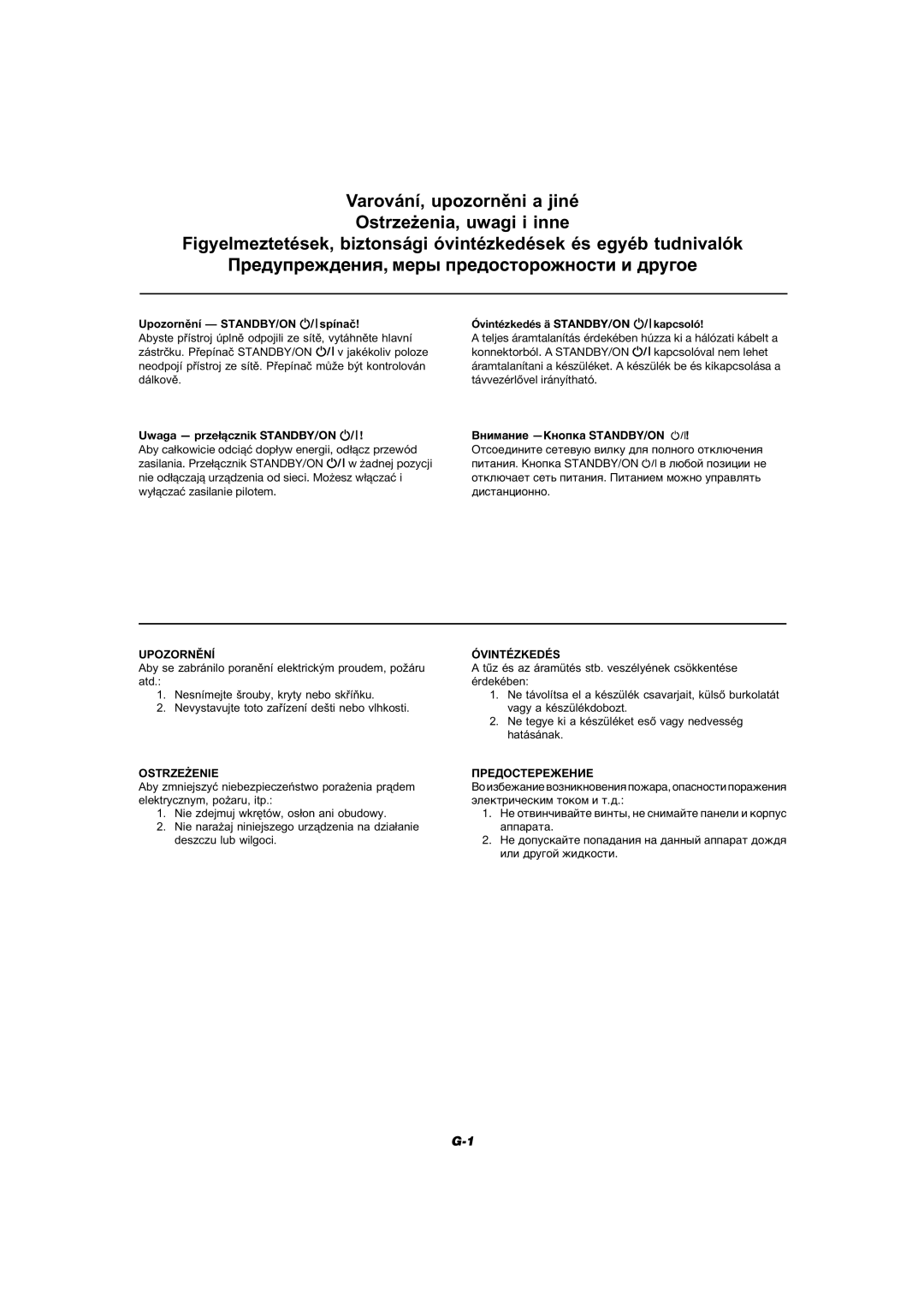 JVC CA-UXM5R, SP-UXM5, UX-M5R manual Varování, upozorněni a jiné Ostrzeżenia, uwagi i inne 