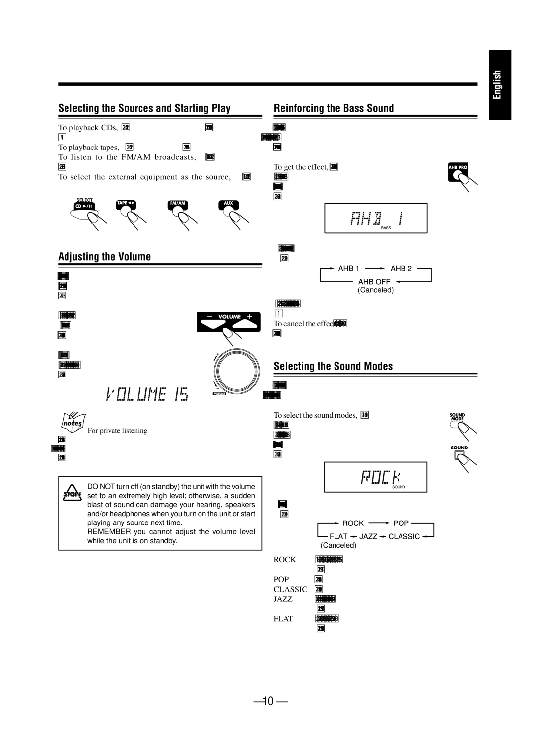 JVC A-UXP38V, SP-UXP38V manual Adjusting the Volume, Selecting the Sound Modes, For private listening 