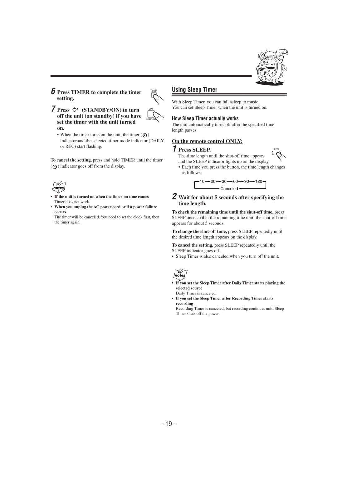 JVC SP-UXP5, CA-FSP5 manual Using Sleep Timer, On the remote control only Press Sleep, How Sleep Timer actually works 