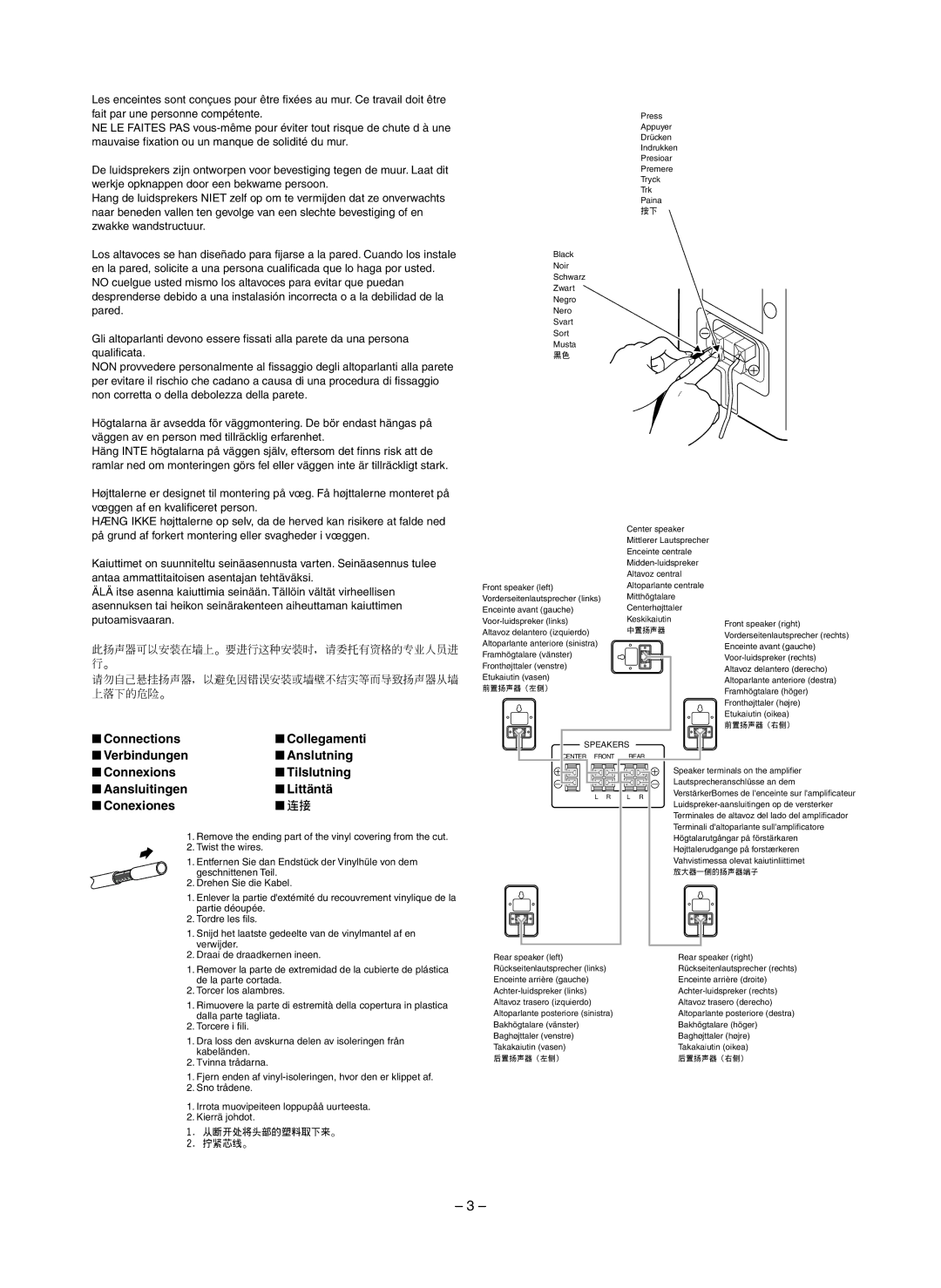 JVC SP-X880 operating instructions 從斷開處將頭部的塑料取下來 擰緊芯線 