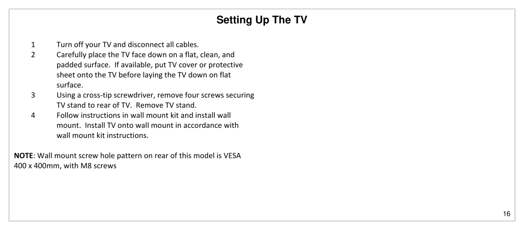 JVC SP55MC manual Setting Up The TV 