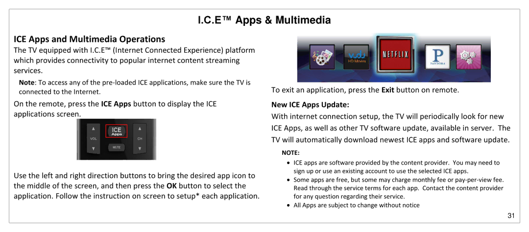 JVC SP55MC manual E Apps & Multimedia, ICE Apps and Multimedia Operations, New ICE Apps Update 