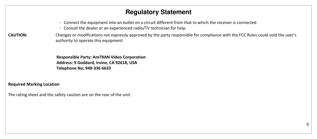 JVC SP55MC manual Authority to operate this equipment 