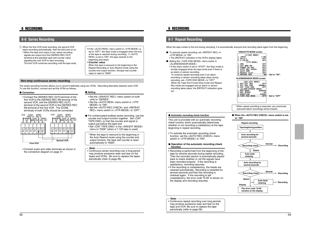 JVC SR-9090U instruction manual Repeat Recording, Non-stop continuous series recording 