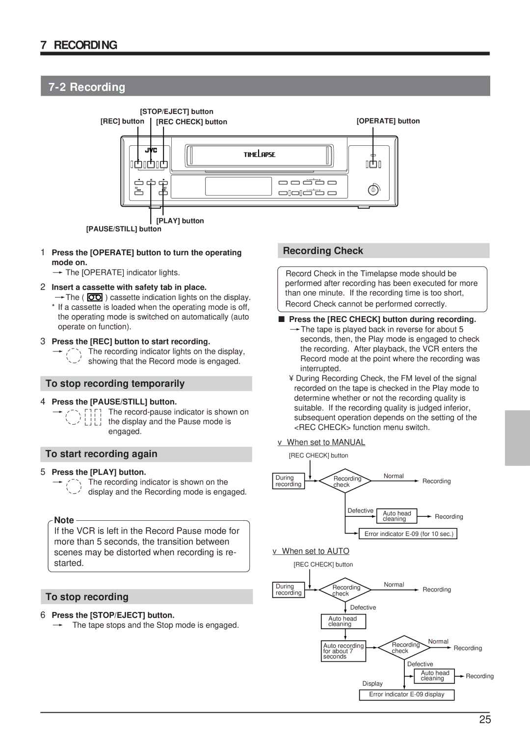 JVC SR-9168U appendix Recording 