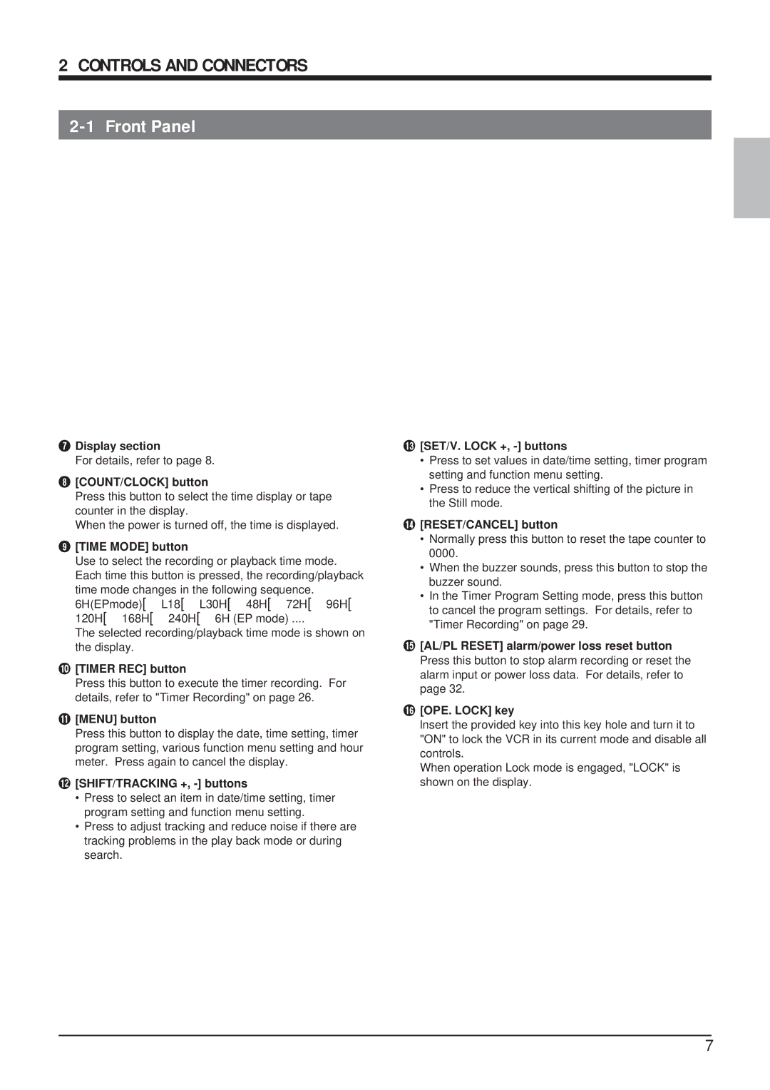 JVC SR-9168U appendix Controls and Connectors 