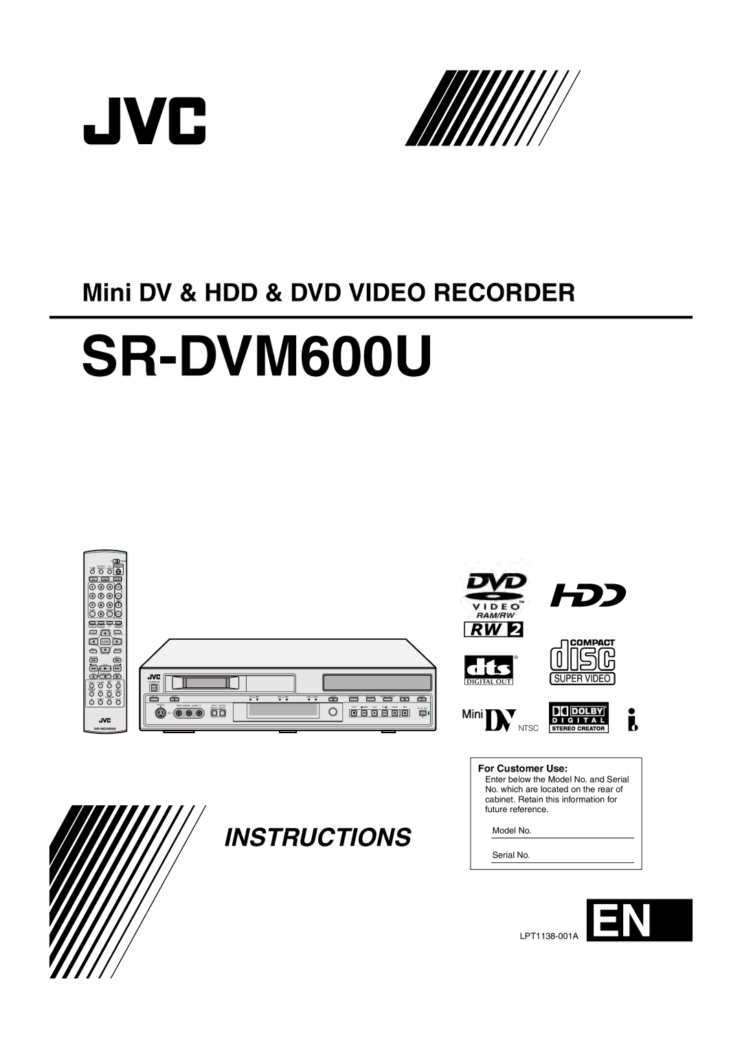 JVC SR-DVM600U manual For Customer Use 