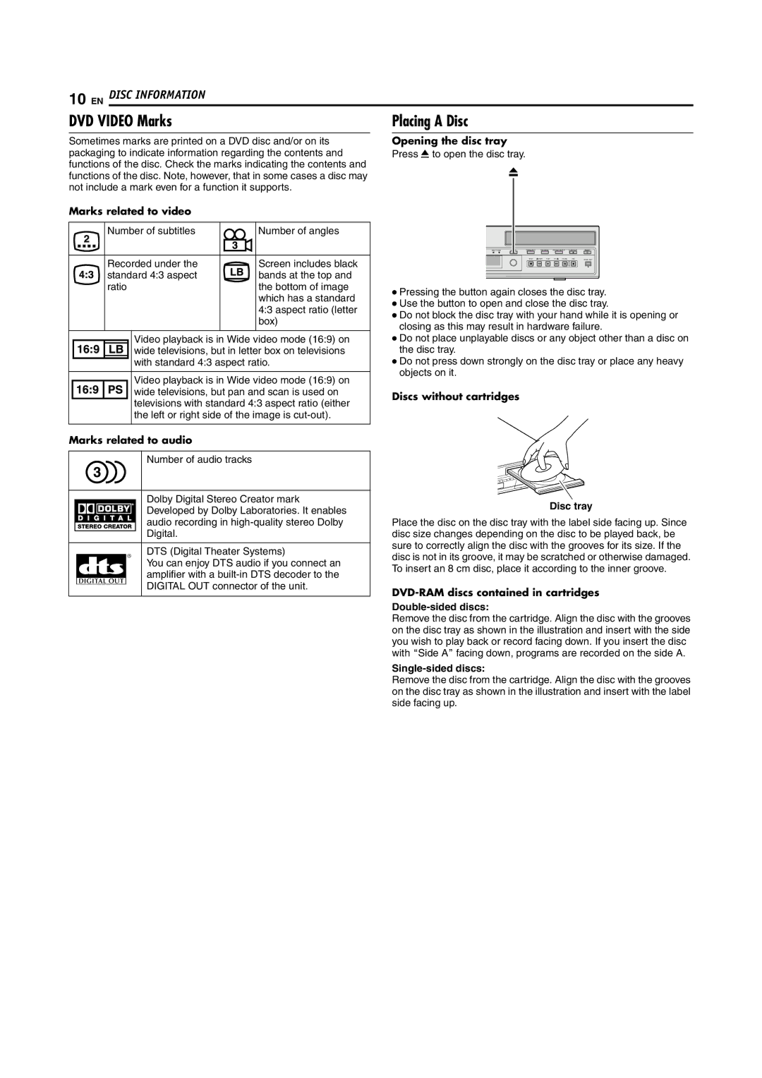 JVC SR-DVM600U manual DVD Video Marks 