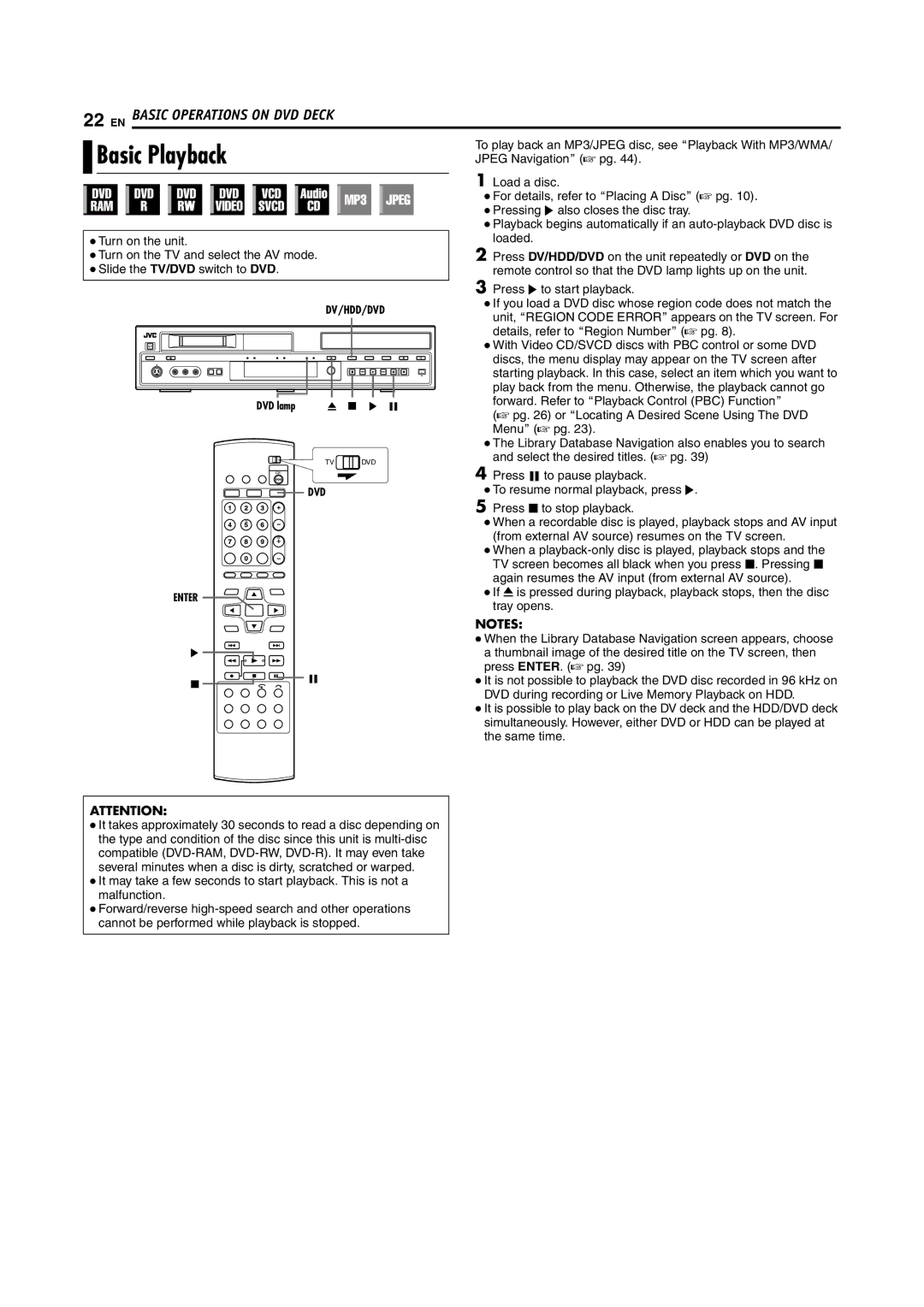 JVC SR-DVM600U manual Basic Playback 