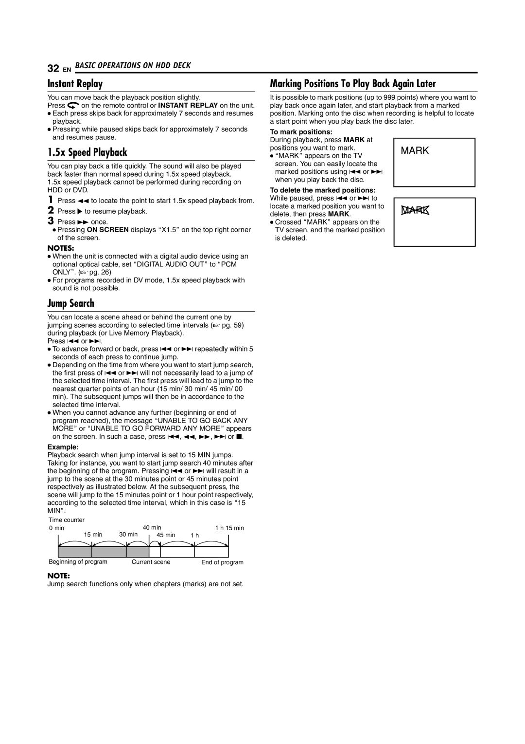 JVC SR-DVM600U manual 5x Speed Playback, Marking Positions To Play Back Again Later 