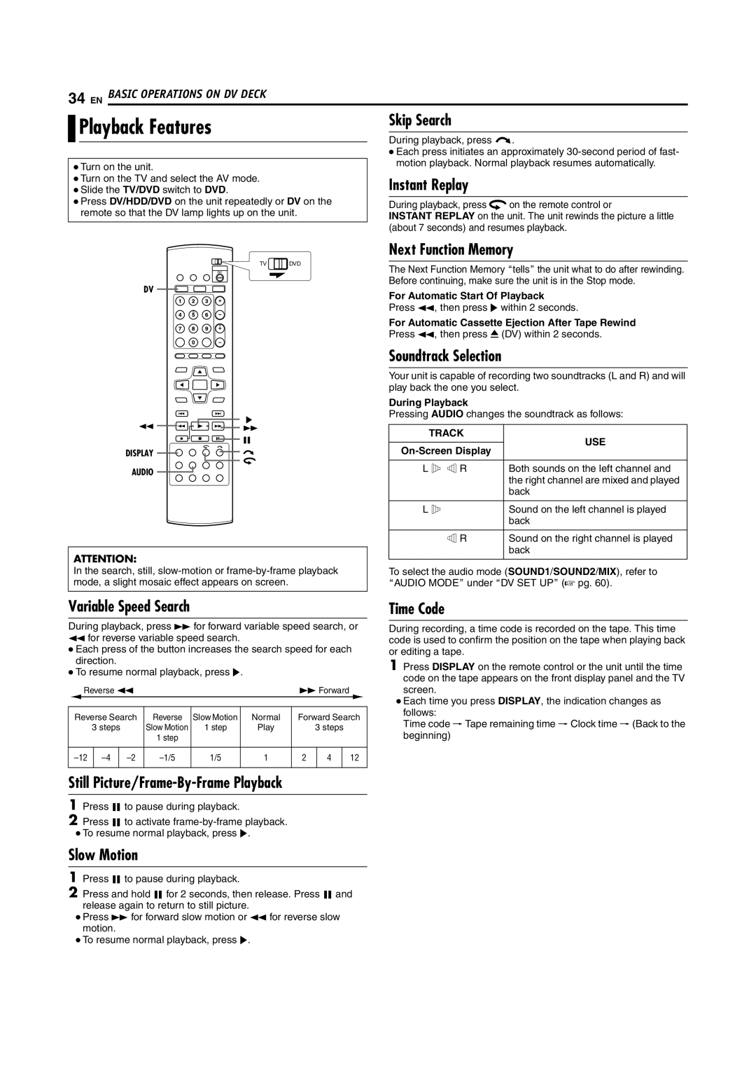 JVC SR-DVM600U manual Next Function Memory, Soundtrack Selection, Time Code, For Automatic Start Of Playback, X R 