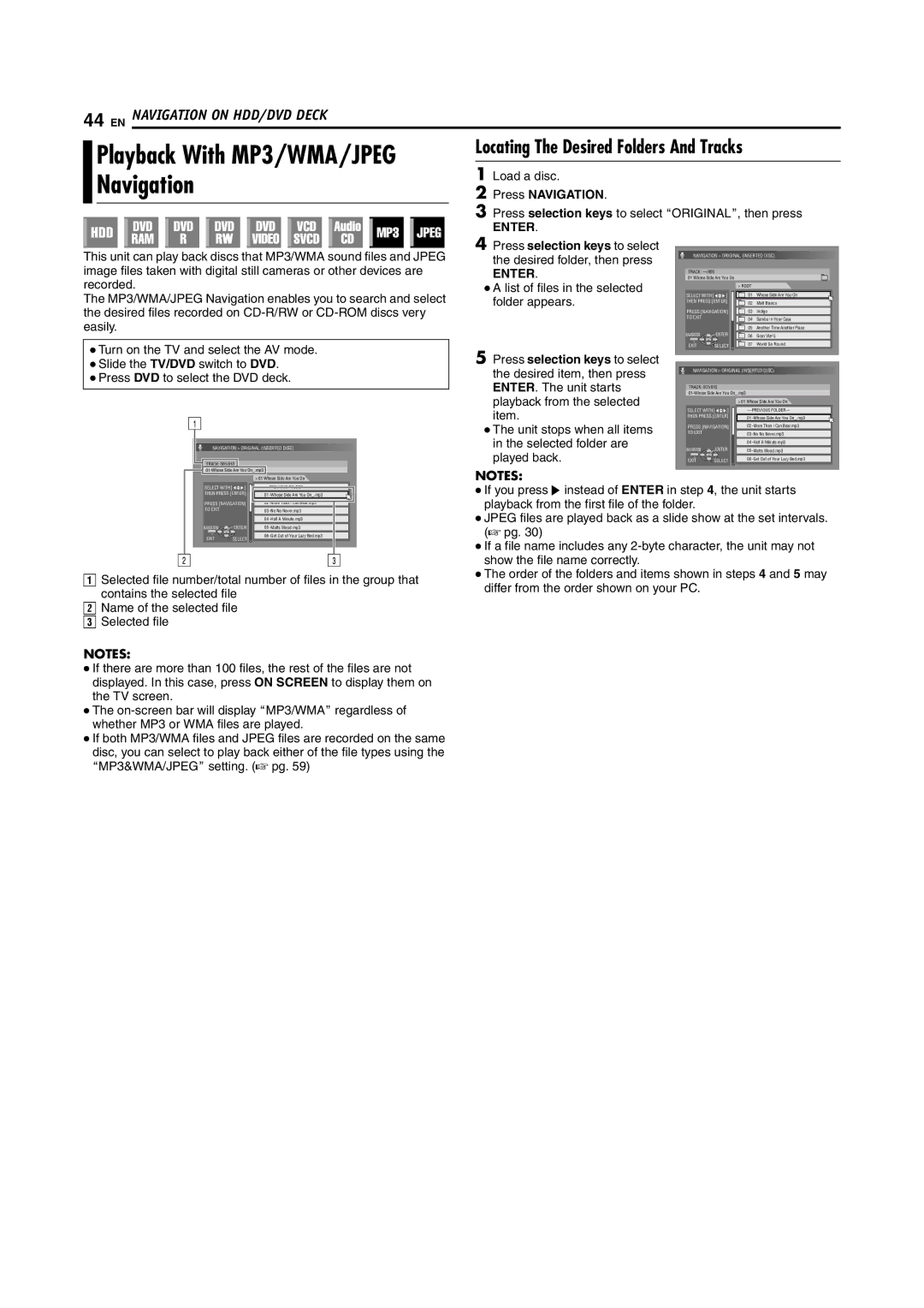 JVC SR-DVM600U manual Press Navigation 