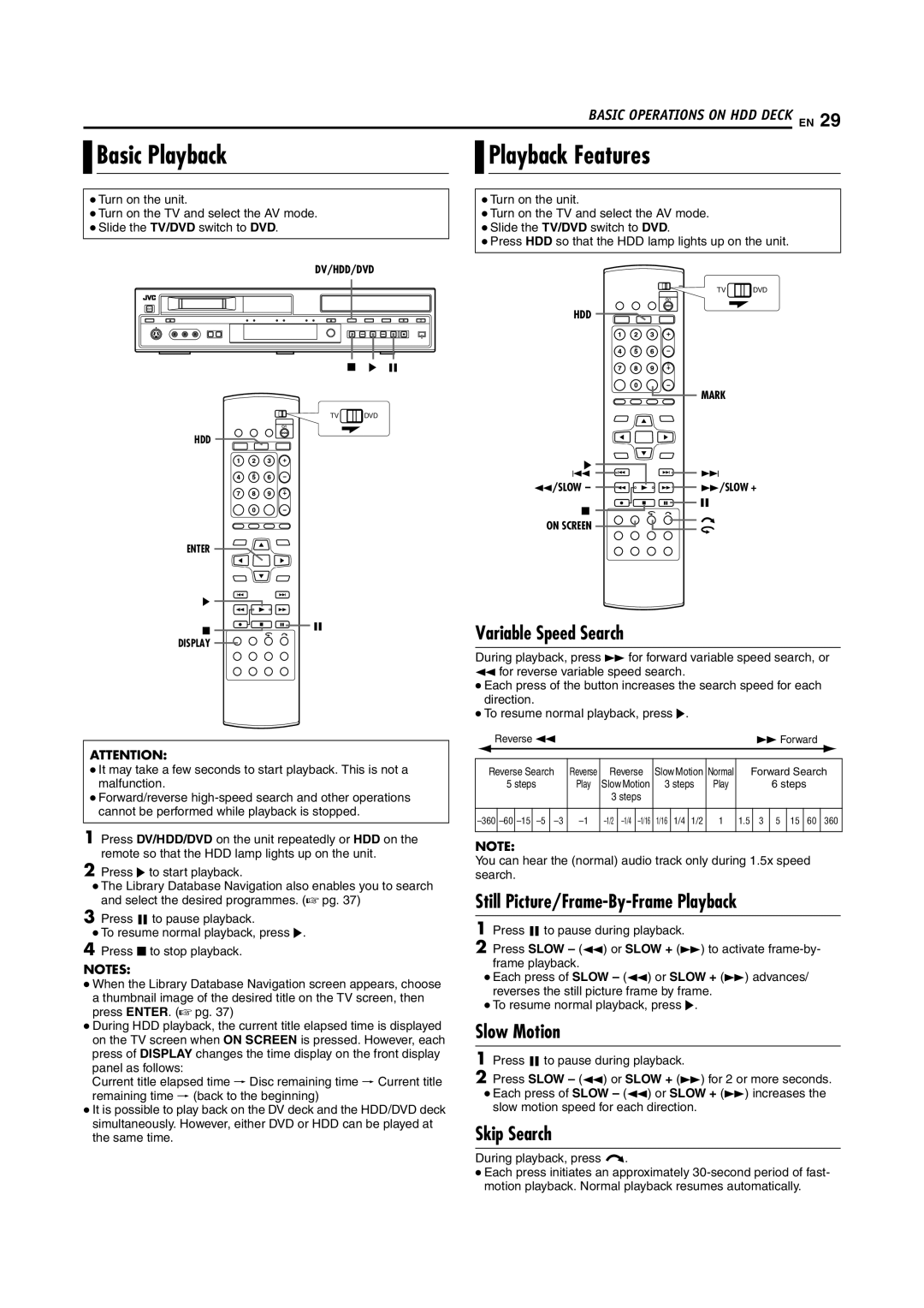 JVC SR-DVM700E manual Basic Playback Playback Features, Skip Search 