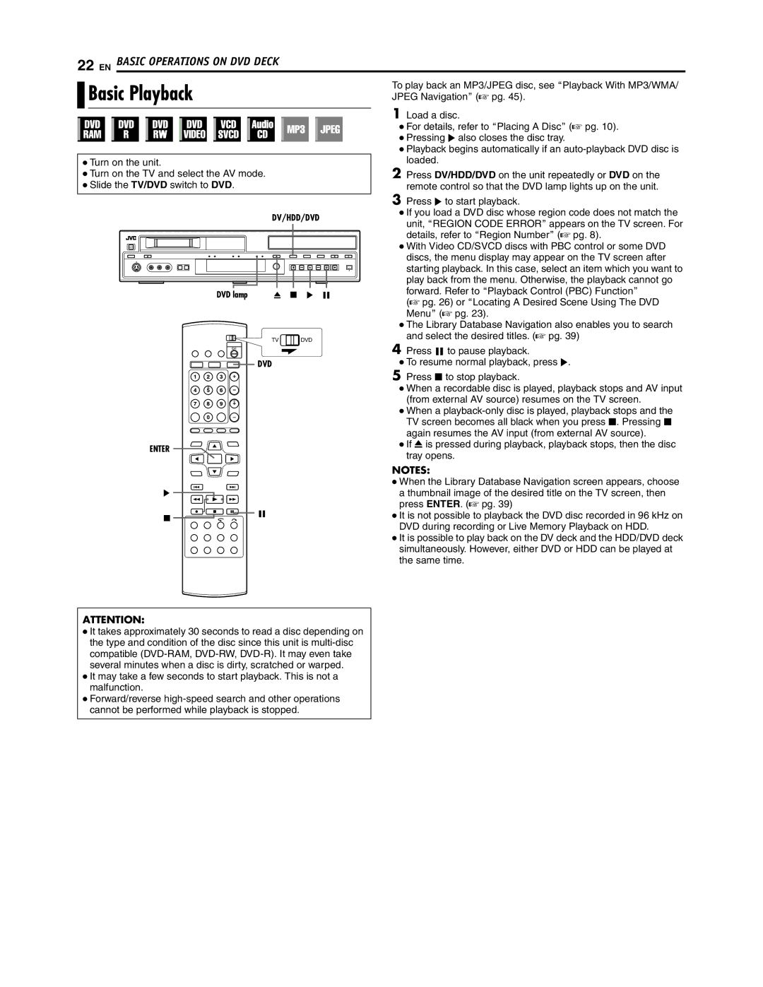 JVC SR-DVM700U manual Basic Playback 