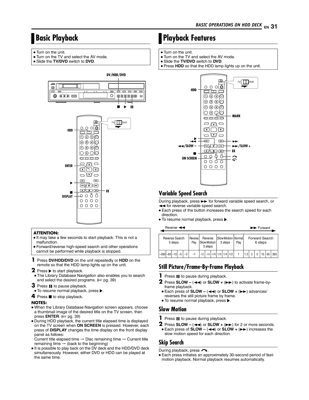 JVC SR-DVM700U manual Basic Playback Playback Features, Skip Search 