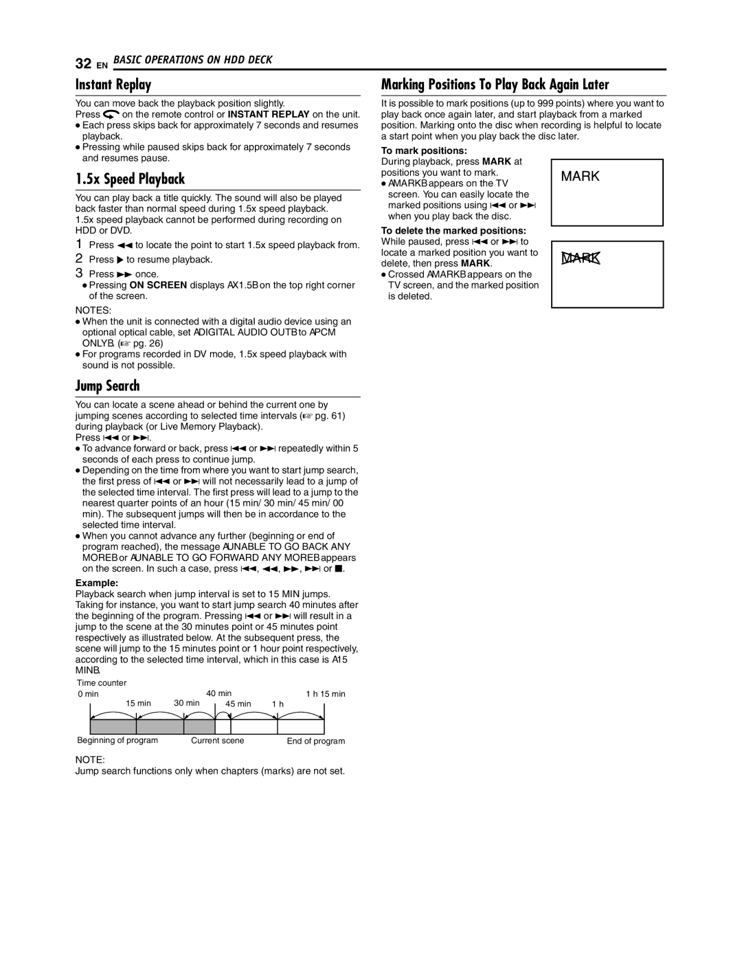 JVC SR-DVM700U manual 5x Speed Playback, Marking Positions To Play Back Again Later 