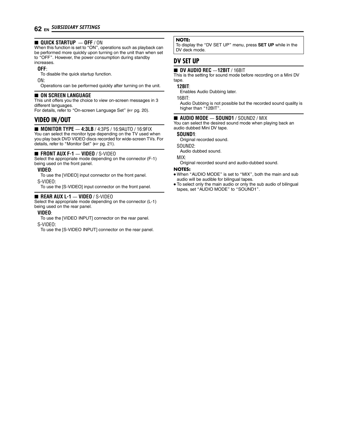 JVC SR-DVM700U manual To display the ADV SET UPB menu, press SET UP while, DV deck mode, Enables Audio Dubbing later 