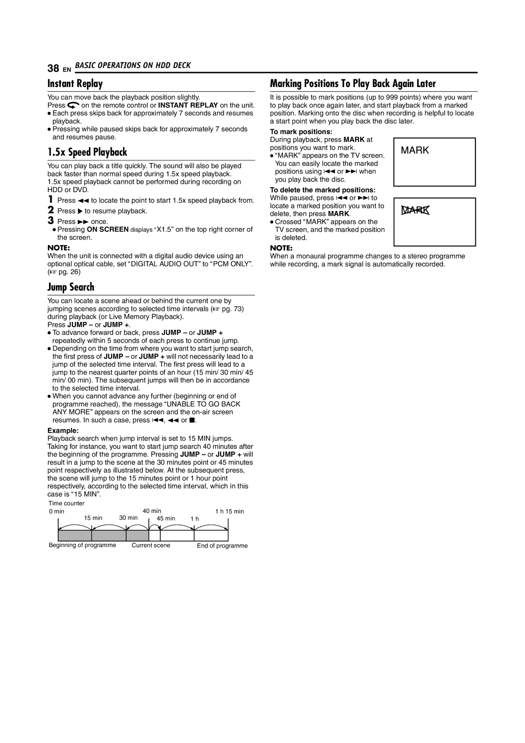 JVC SR-DVM70EU manual 5x Speed Playback, Marking Positions To Play Back Again Later 