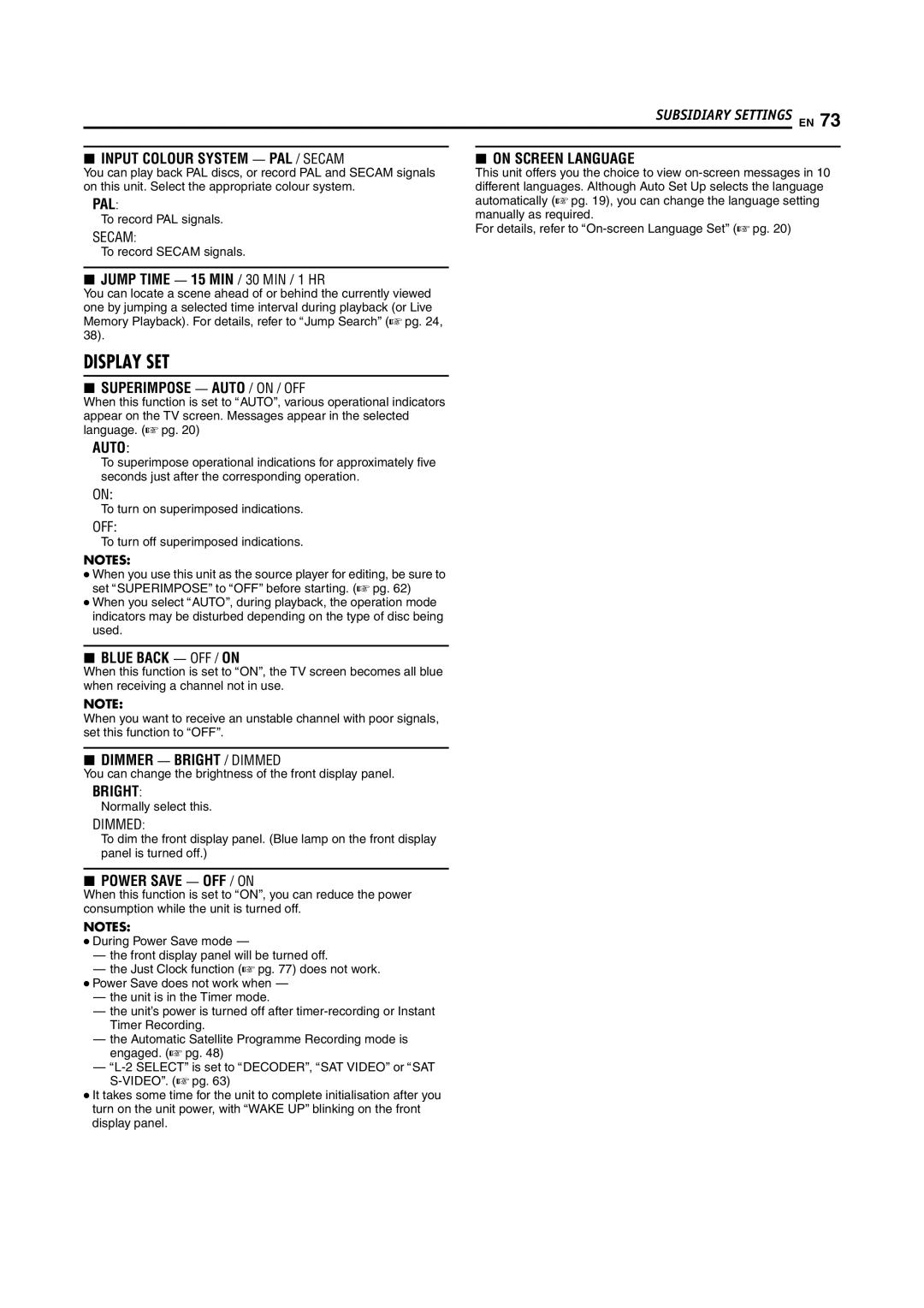 JVC SR-DVM70EU Automatically a pg , you can change the language setting, To record Secam signals, Normally select this 