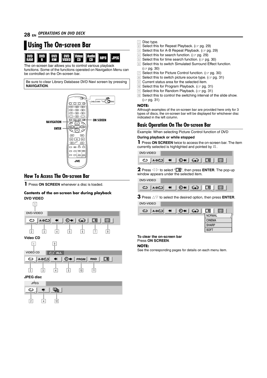 JVC SR-MV45U, SR-MV55U manual Using The On-screen Bar, How To Access The On-screen Bar, Basic Operation On The On-screen Bar 