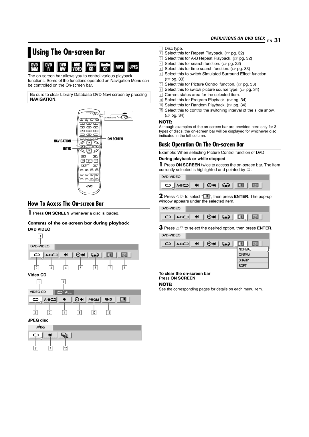 JVC SR-MV50U manual Using The On-screen Bar, How To Access The On-screen Bar, Basic Operation On The On-screen Bar 