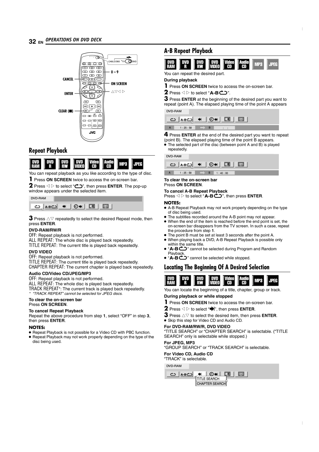 JVC SR-MV50U manual Repeat Playback 