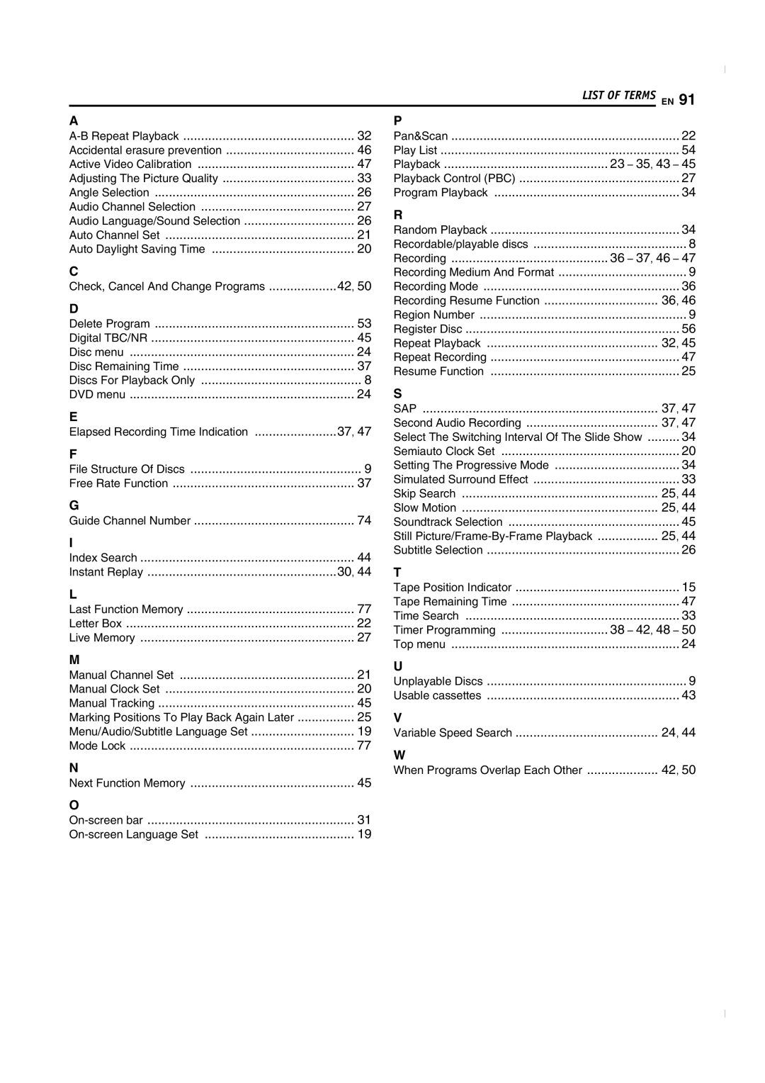 JVC SR-MV50U manual Audio Language/Sound Selection, Check, Cancel And Change Programs, Elapsed Recording Time Indication 