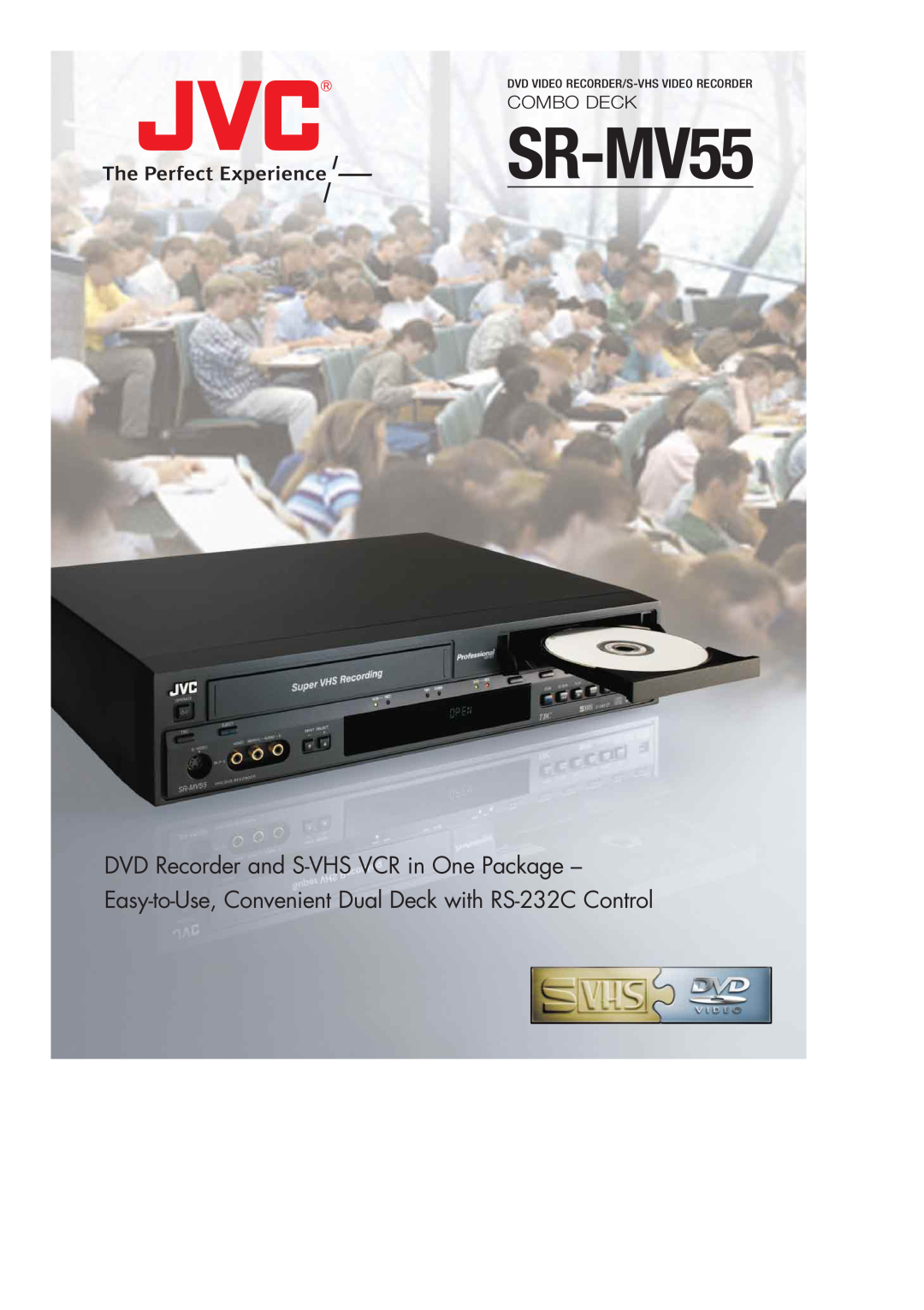 JVC SR-MV55 manual Dvd Video Recorder/S-Vhs Video Recorder, Combo Deck 