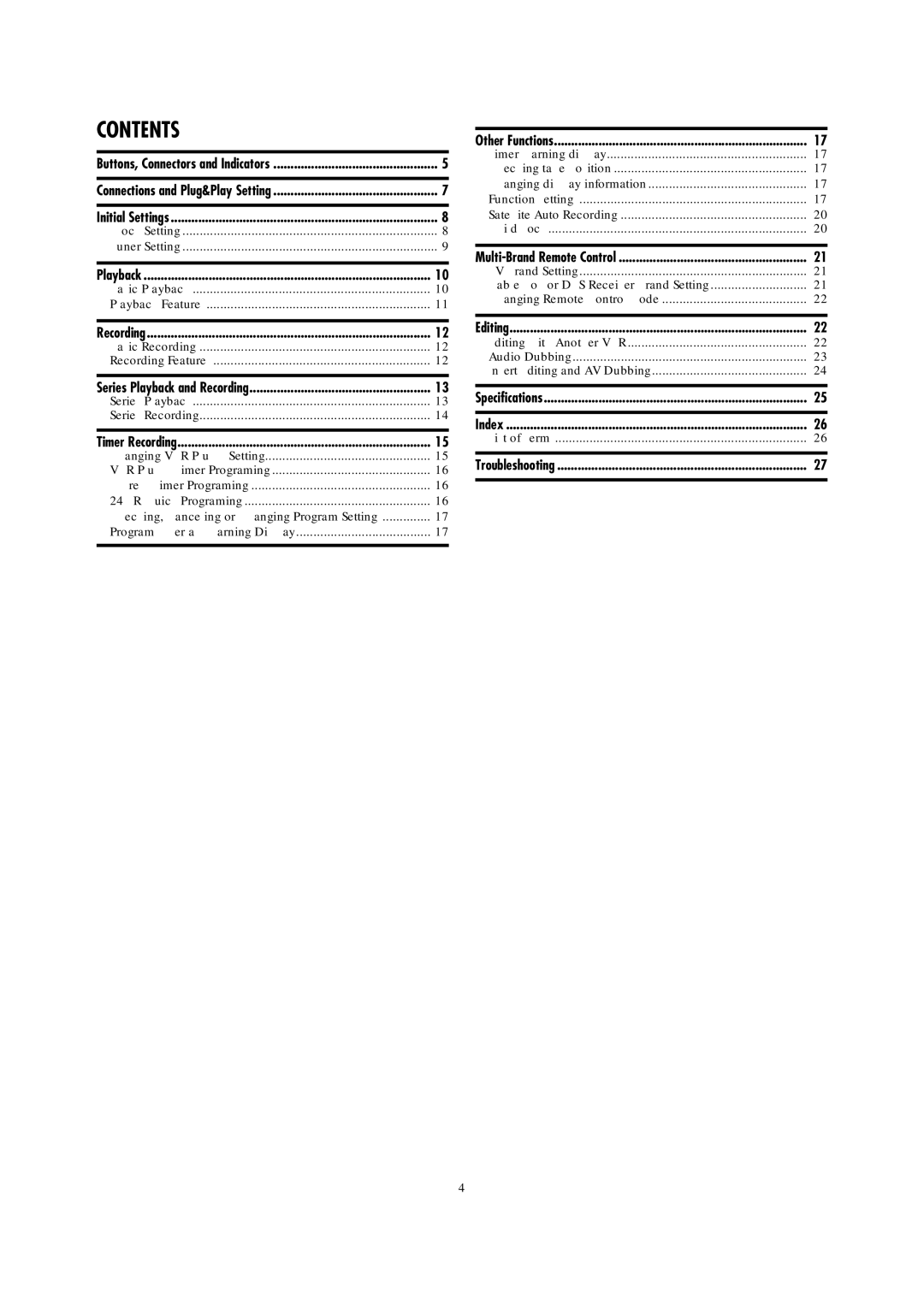 JVC SR-V101US manual Contents 