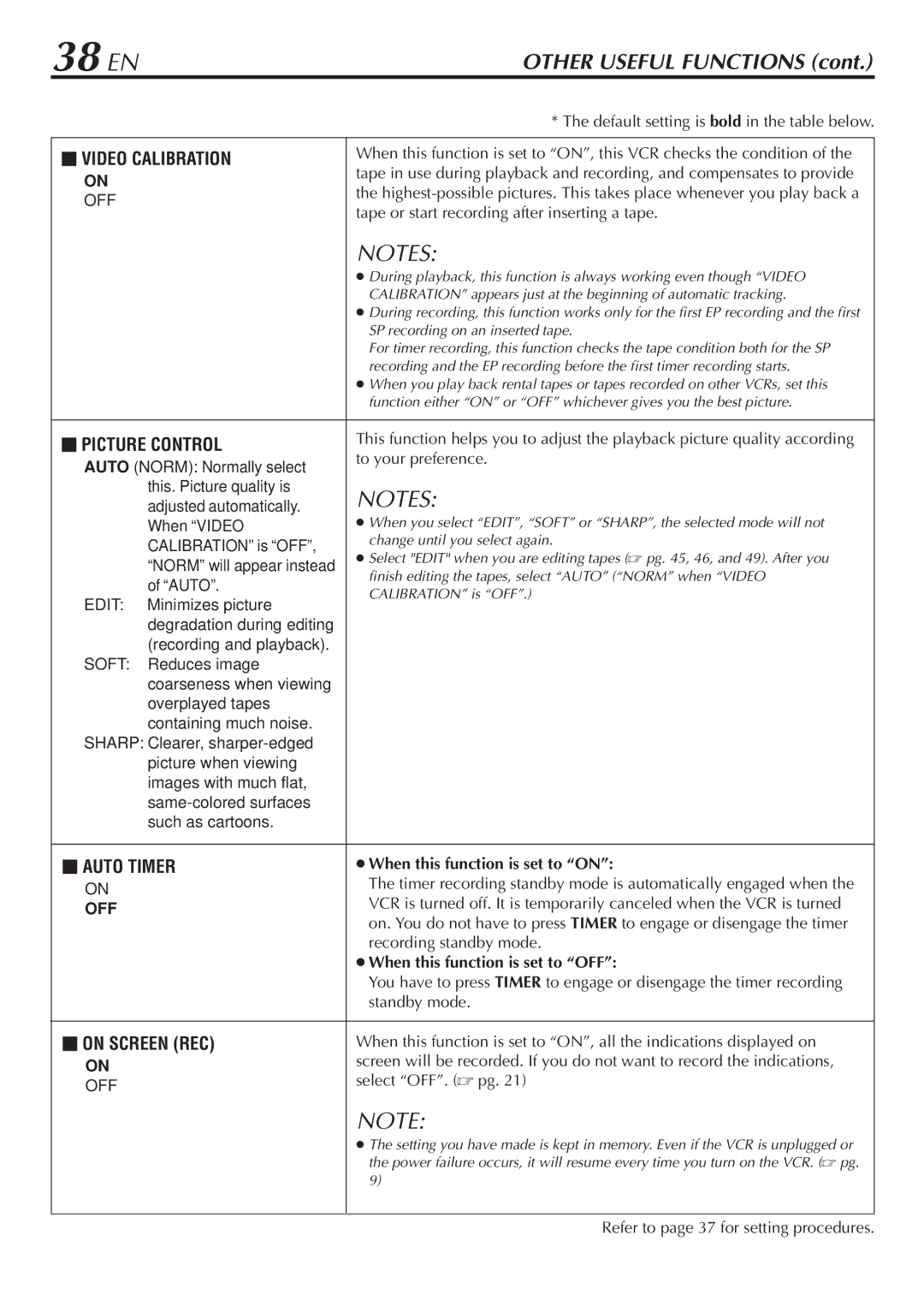 JVC SR-V10U manual When this function is set to on, When this function is set to OFF 