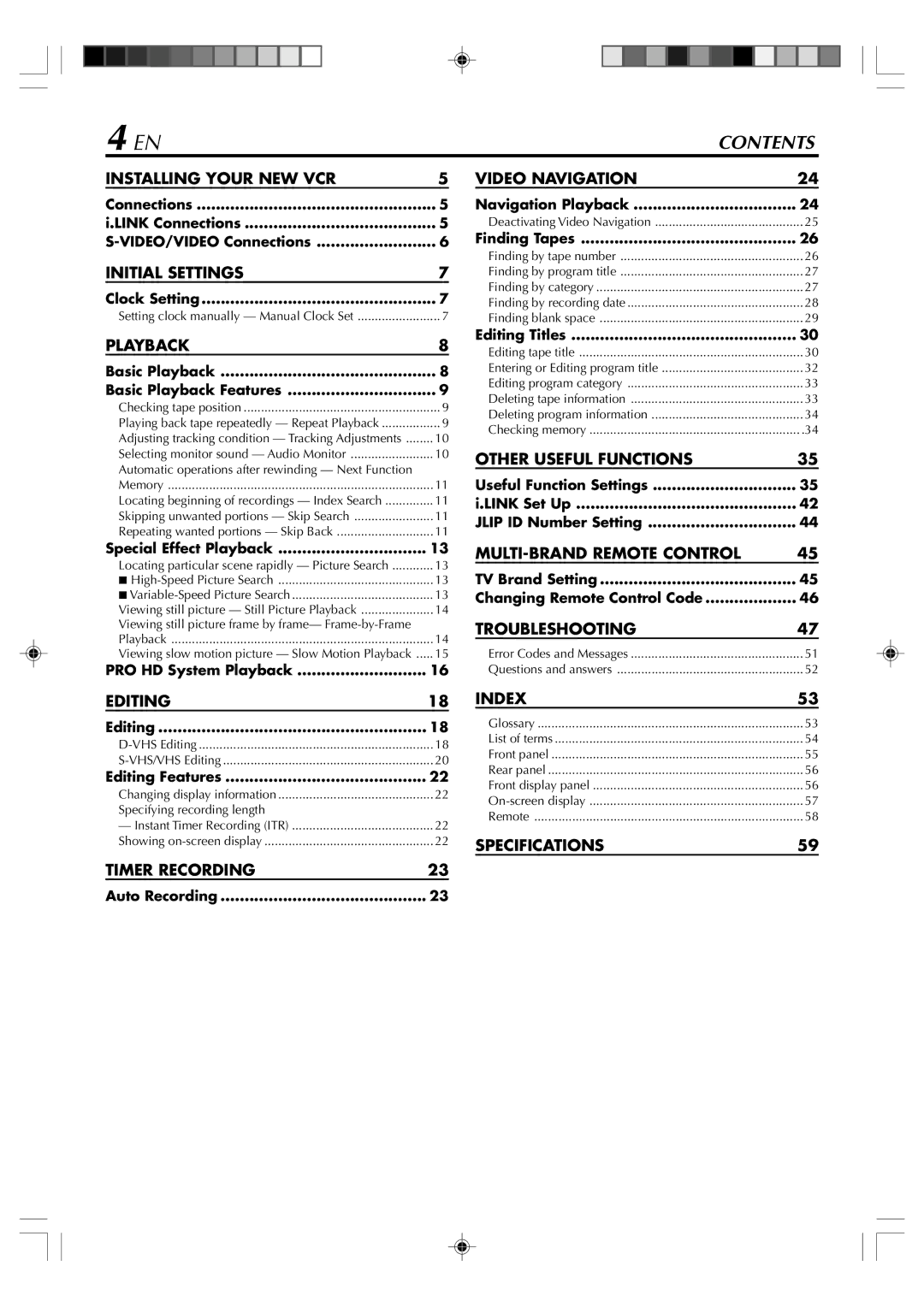 JVC SR-VD400E manual Contents 