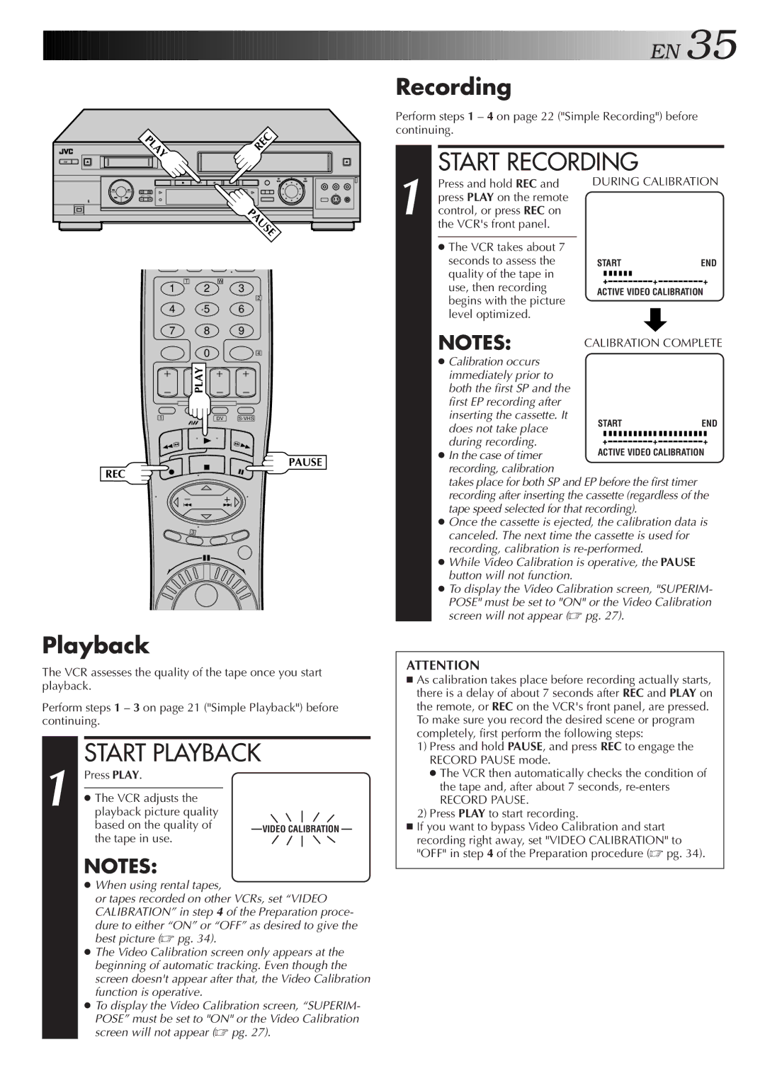 JVC SR-VS20U manual Recording 