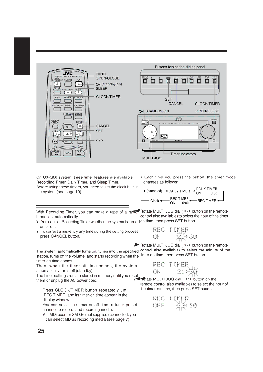 JVC XT-UXG66, TD-UXG66, SP-UXG66, AX-UXG66 manual Using the Timers, Using Recording Timer, How Recording Timer actually works 