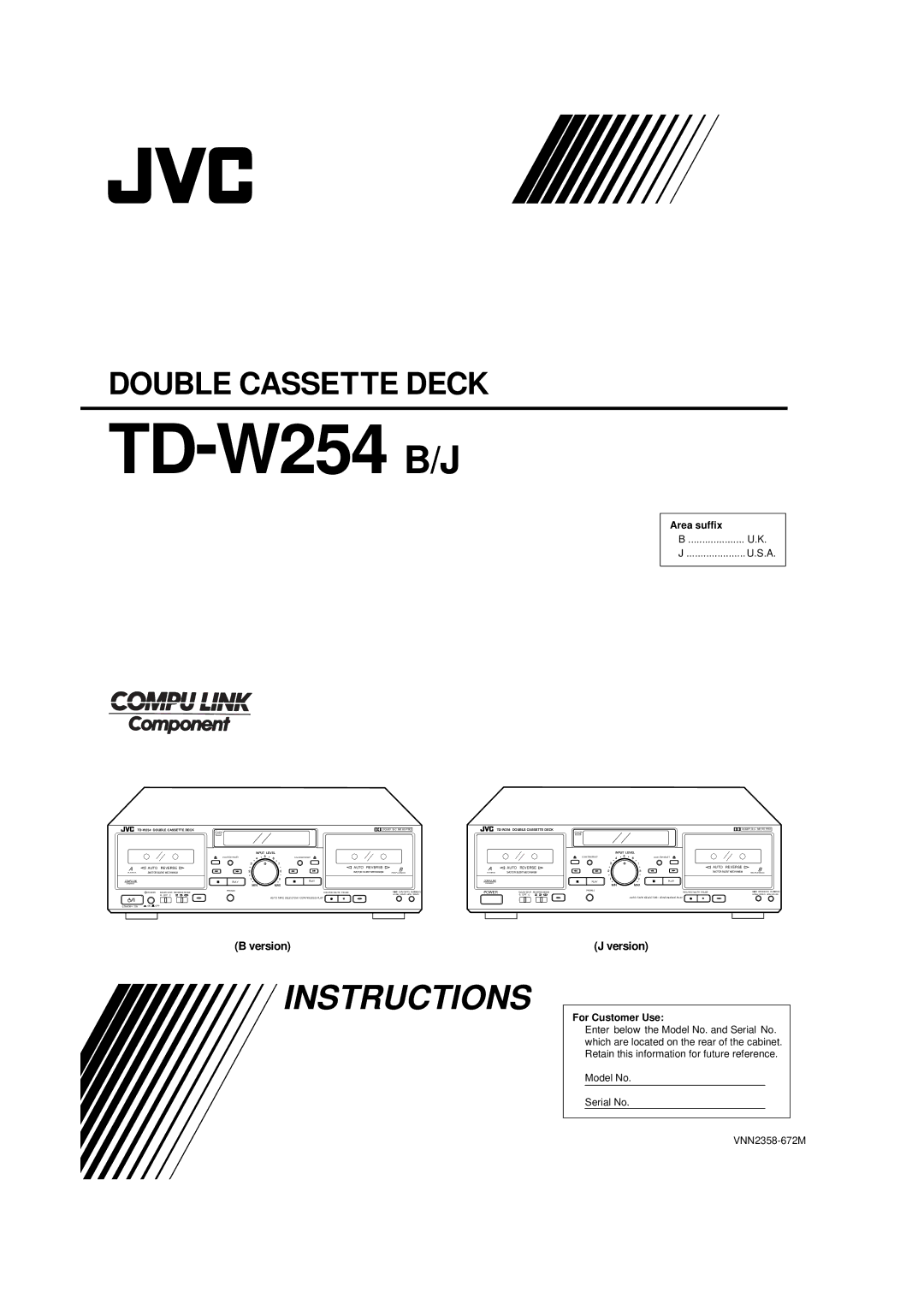 JVC manual TD-W254 B/J, Version 