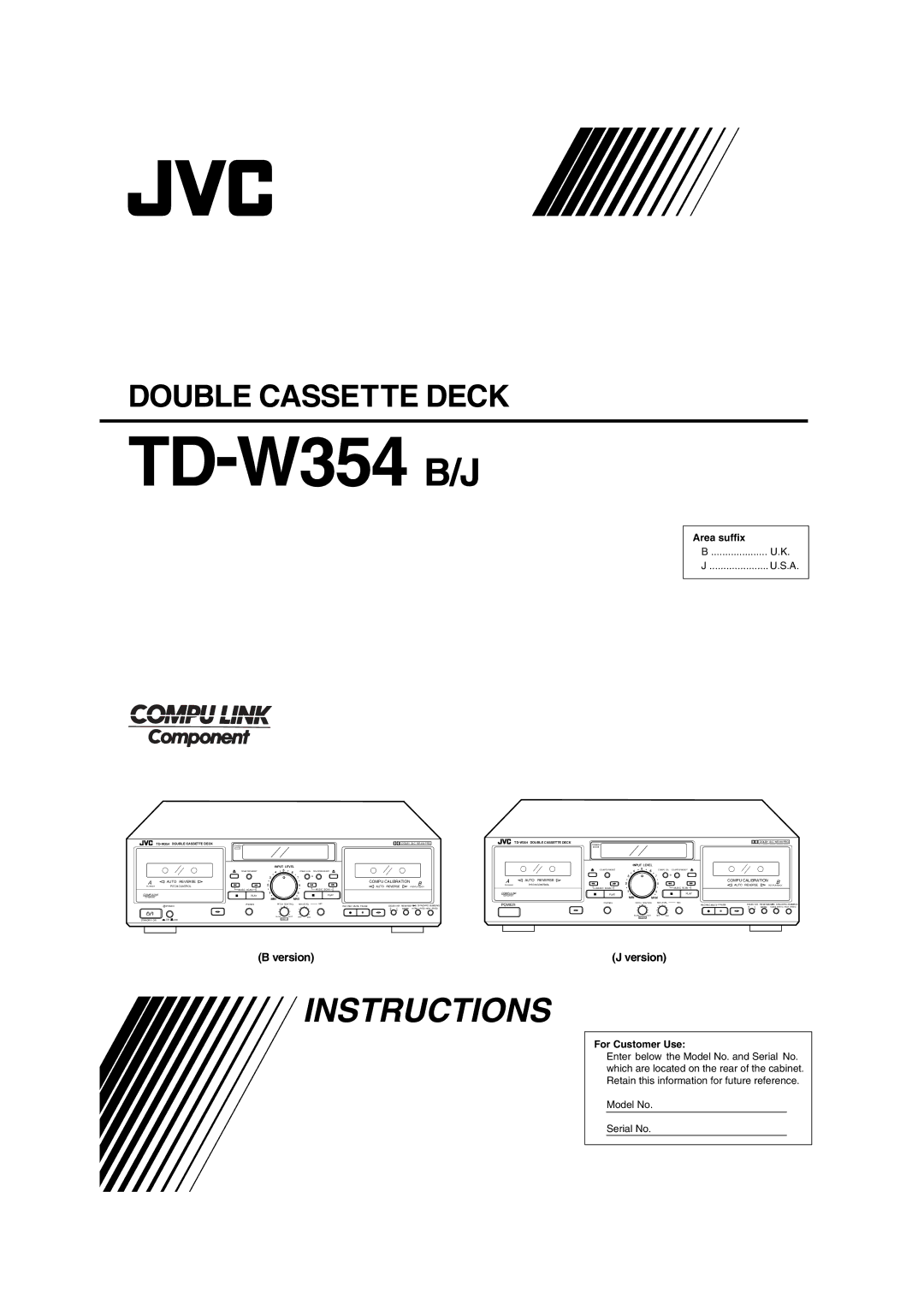 JVC manual TD-W354 B/J, Version 