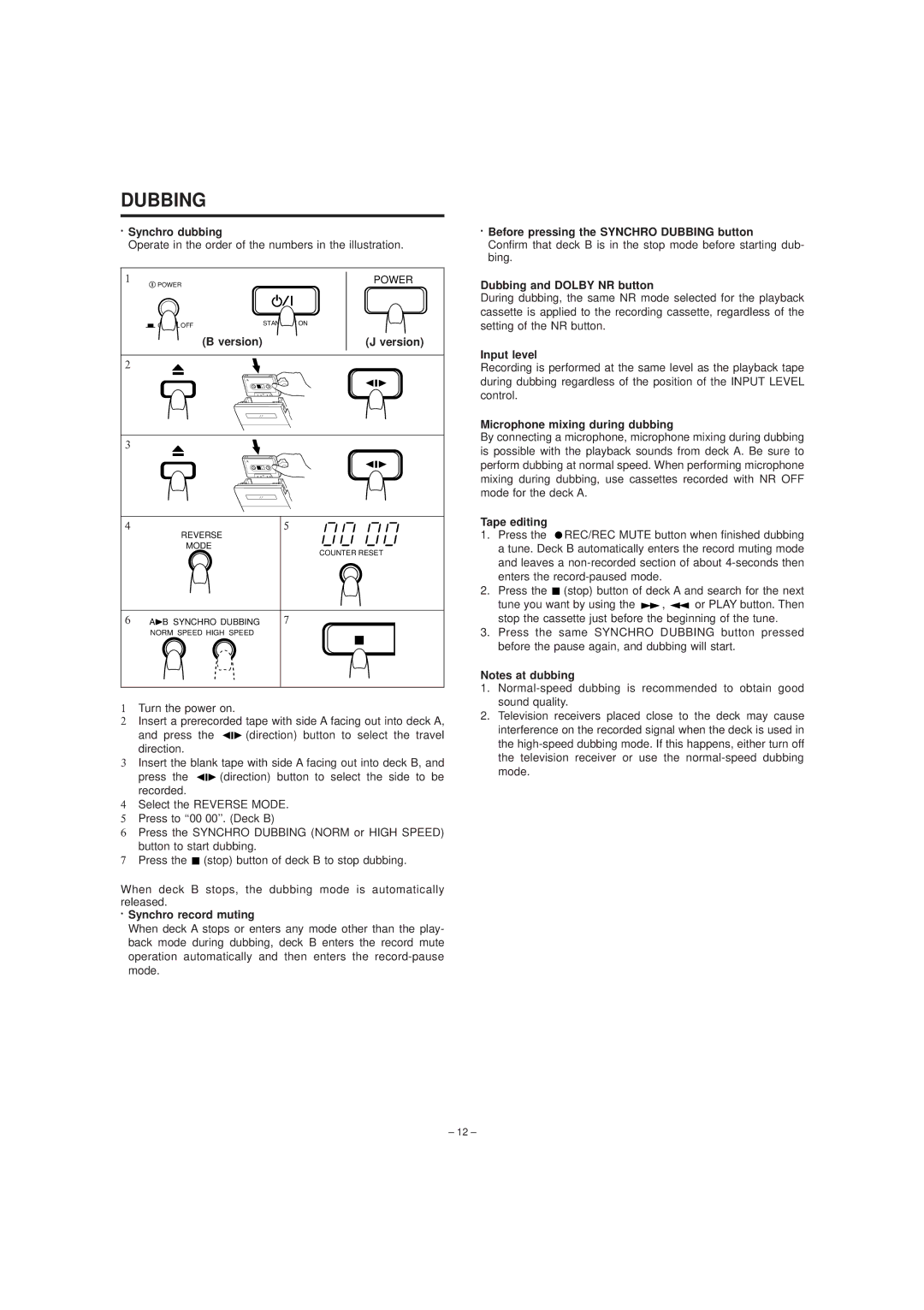 JVC TD-W354 manual Dubbing 