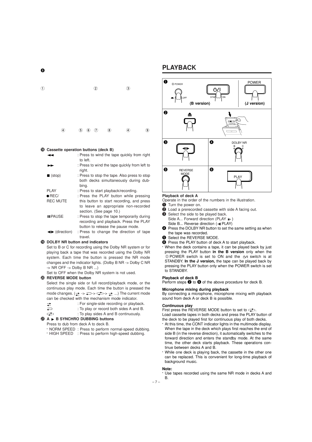 JVC TD-W354 manual Playback 