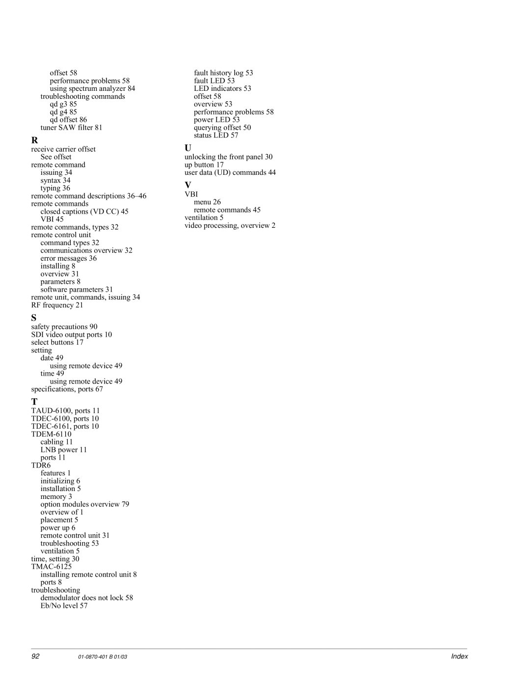 JVC TDR6 installation and operation guide Index 