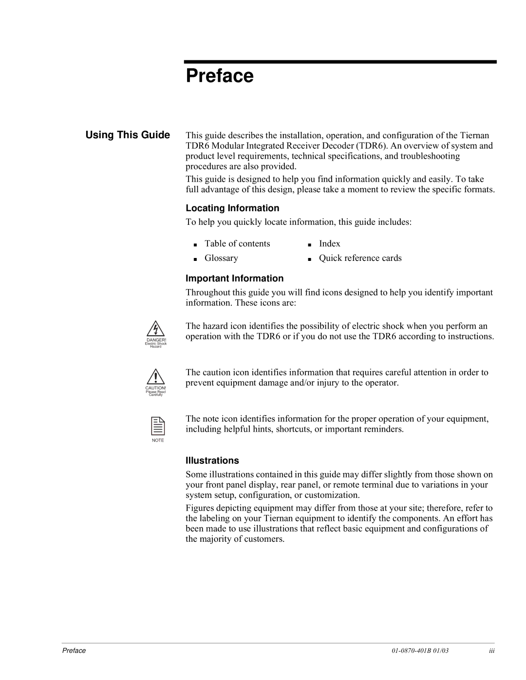 JVC TDR6 Preface, Using This Guide, Locating Information, Important Information, Illustrations 