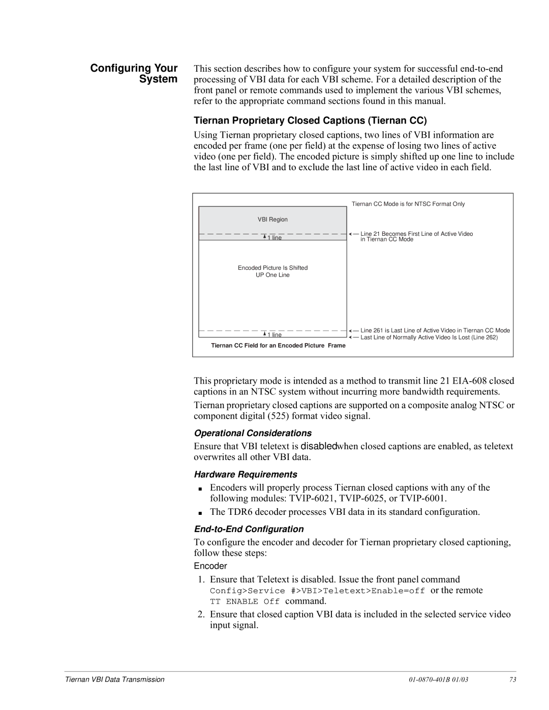 JVC TDR6 Tiernan Proprietary Closed Captions Tiernan CC, Tiernan CC Mode is for Ntsc Format Only 