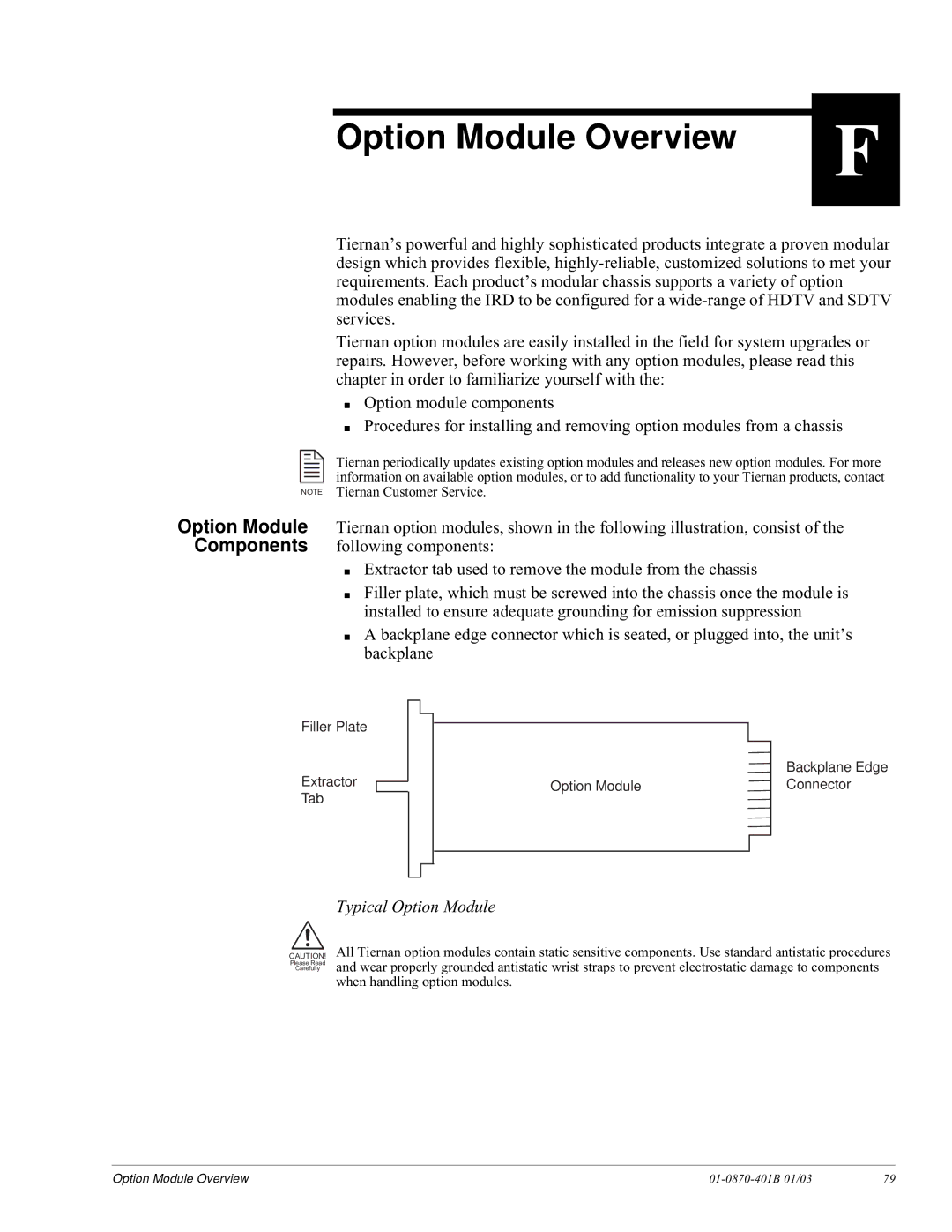 JVC TDR6 installation and operation guide Option Module Overview, Typical Option Module 