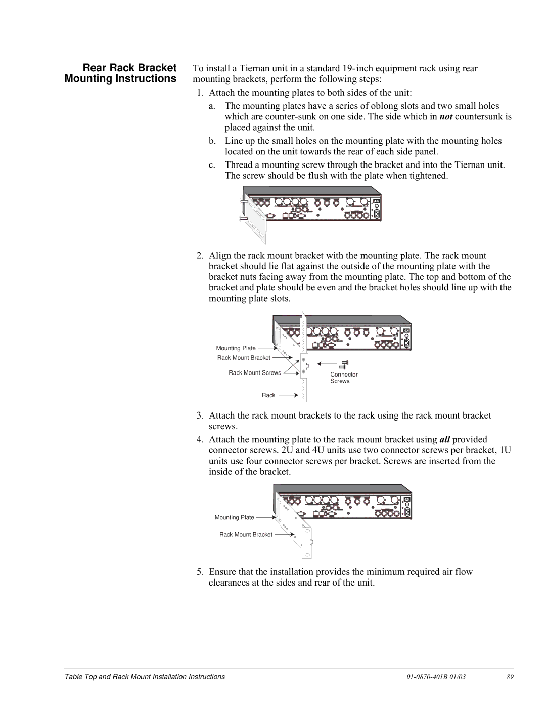 JVC TDR6 installation and operation guide Rear Rack Bracket Mounting Instructions, Fuse 