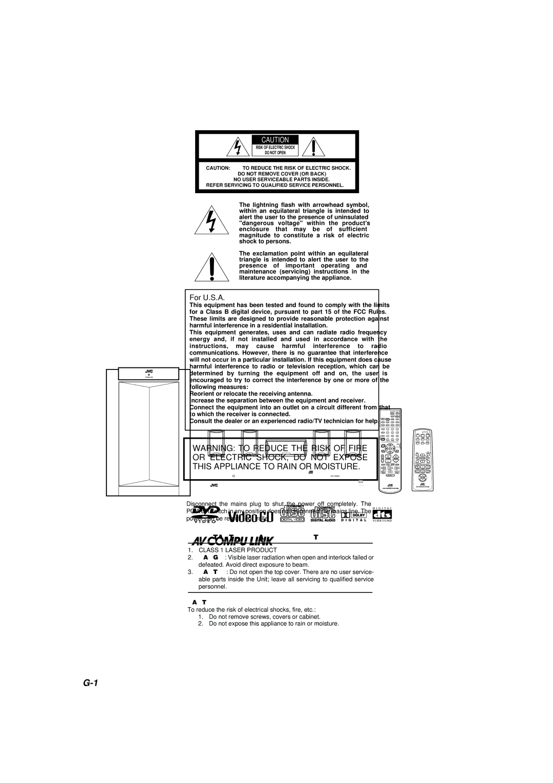 JVC TH-A10 manual For U.S.A 