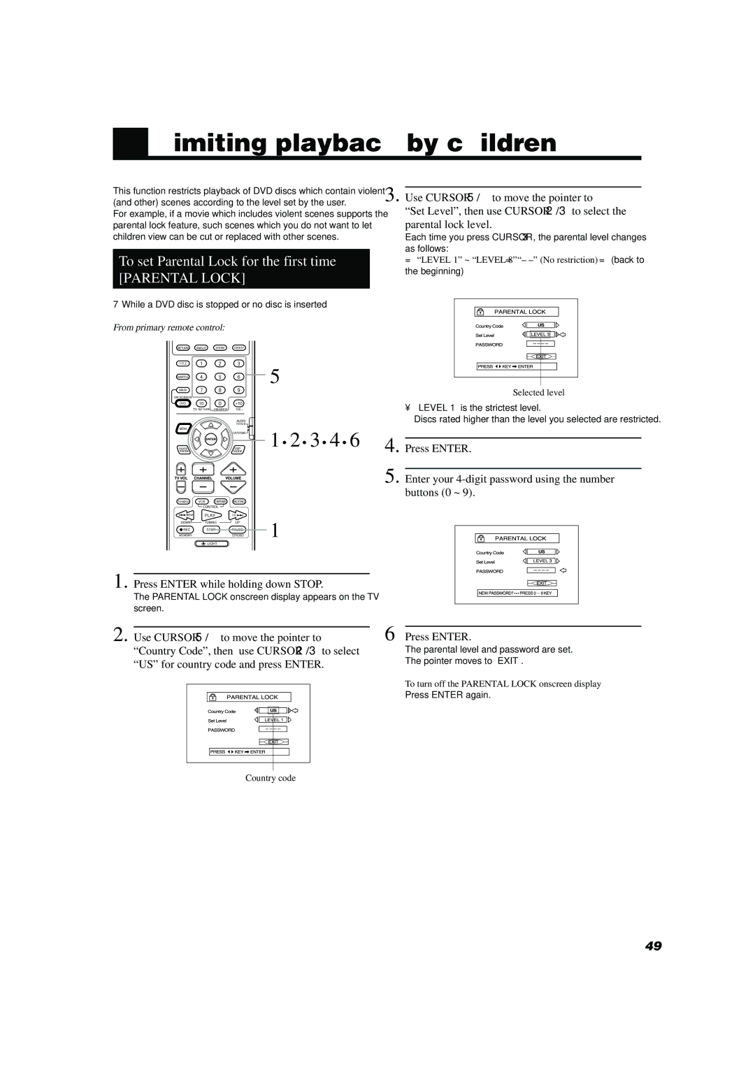 JVC TH-A10 manual Limiting playback by children 