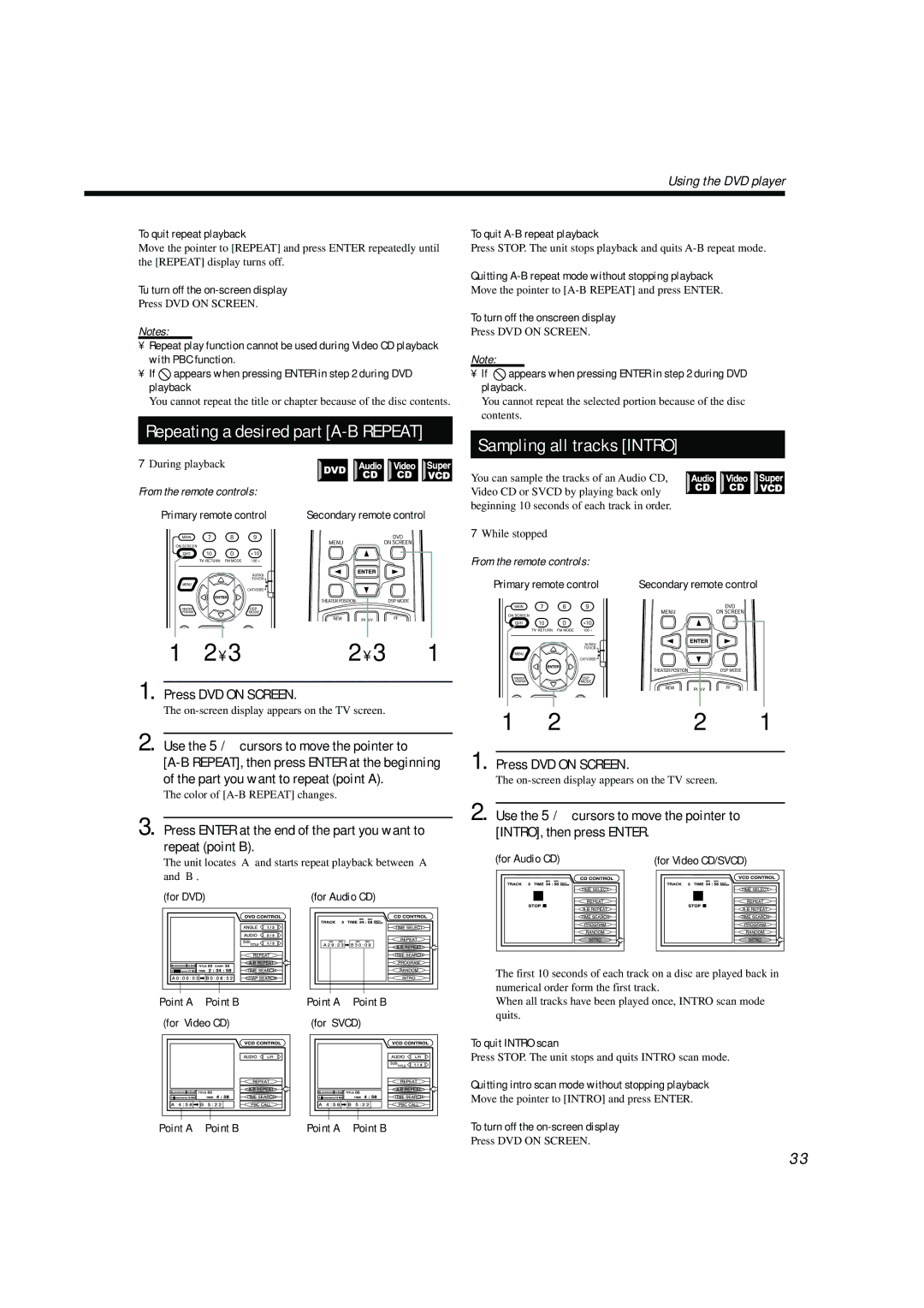 JVC TH-A104 manual Sampling all tracks Intro 