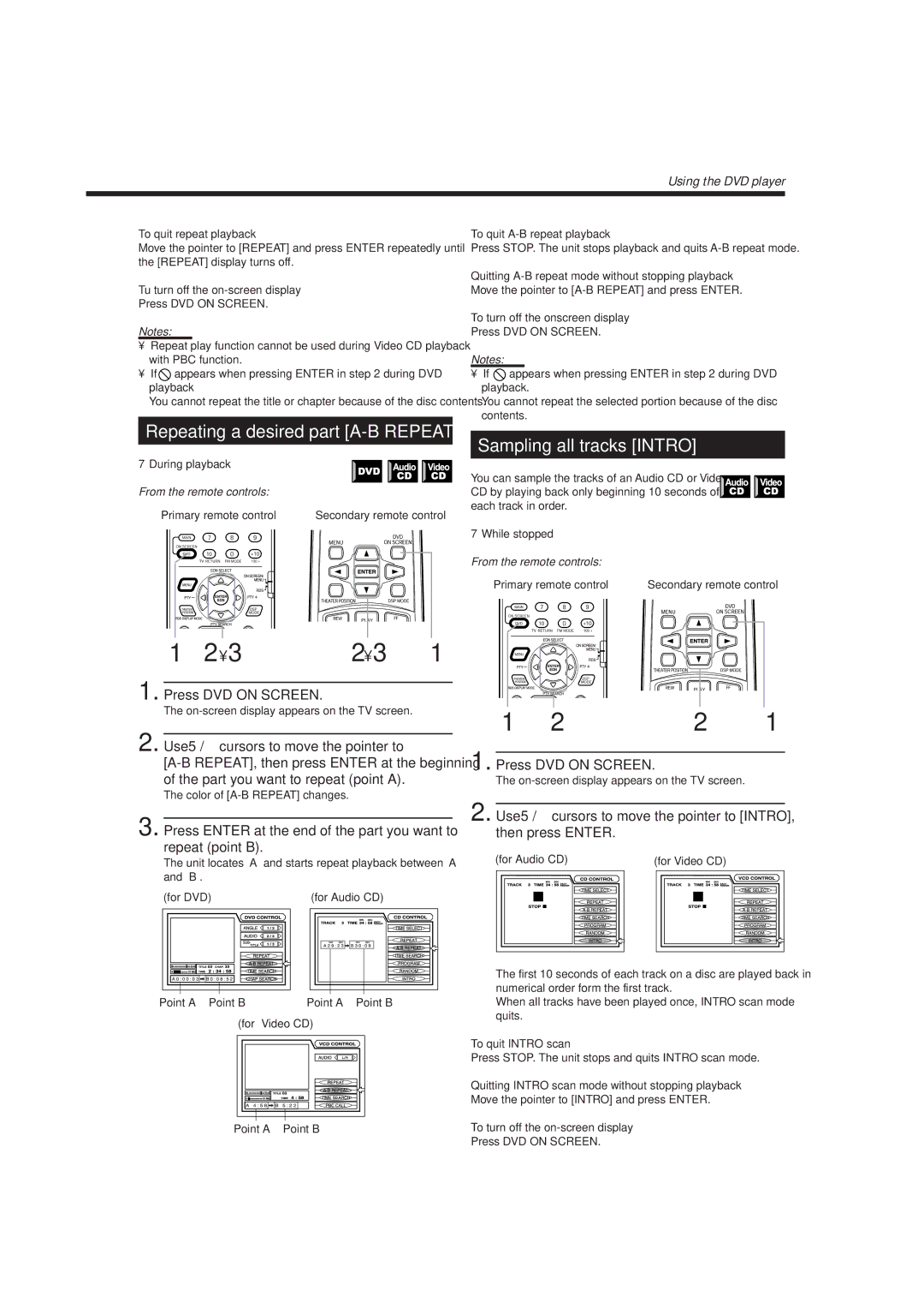 JVC TH-A10R manual Sampling all tracks Intro, Use 5/cursors to move the pointer to 