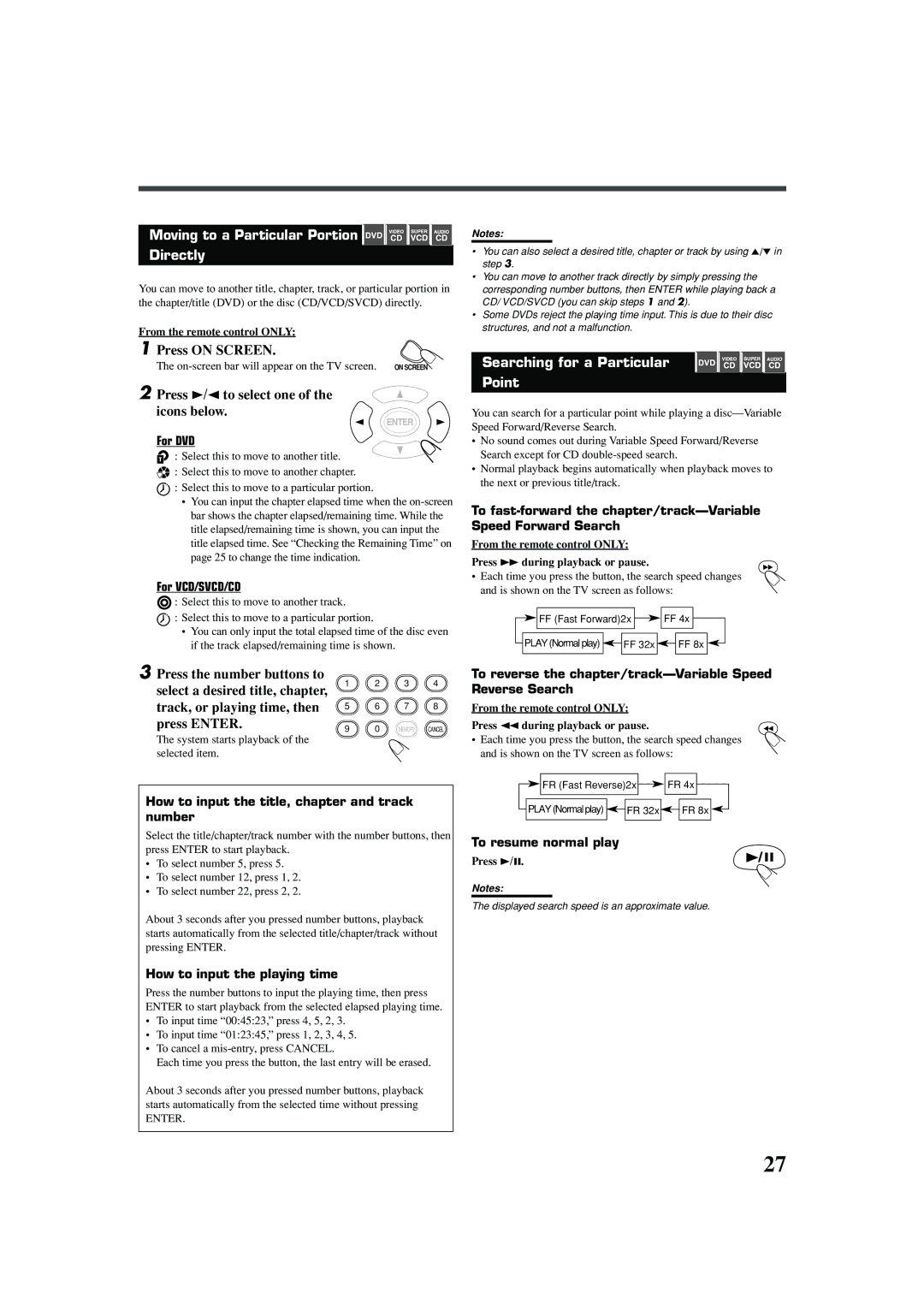 JVC TH-A25 manual Moving to a Particular Portion Directly, Press 3/2 to select one of the icons below 