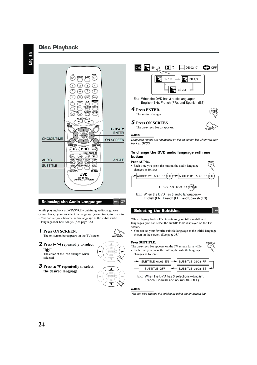 JVC TH-A25 manual Disc Playback 